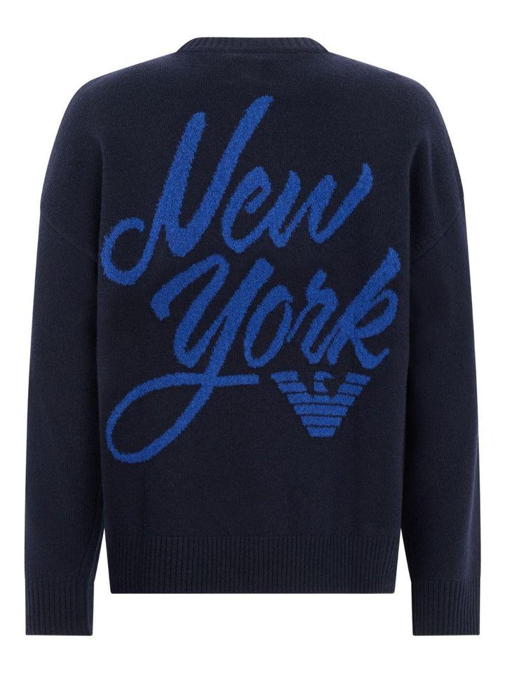 Maglione blu navy con ricamo 