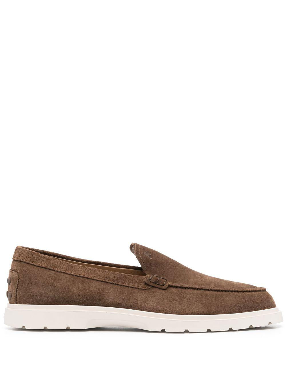 Mocassini marrone cedro in suede con suola chunky 