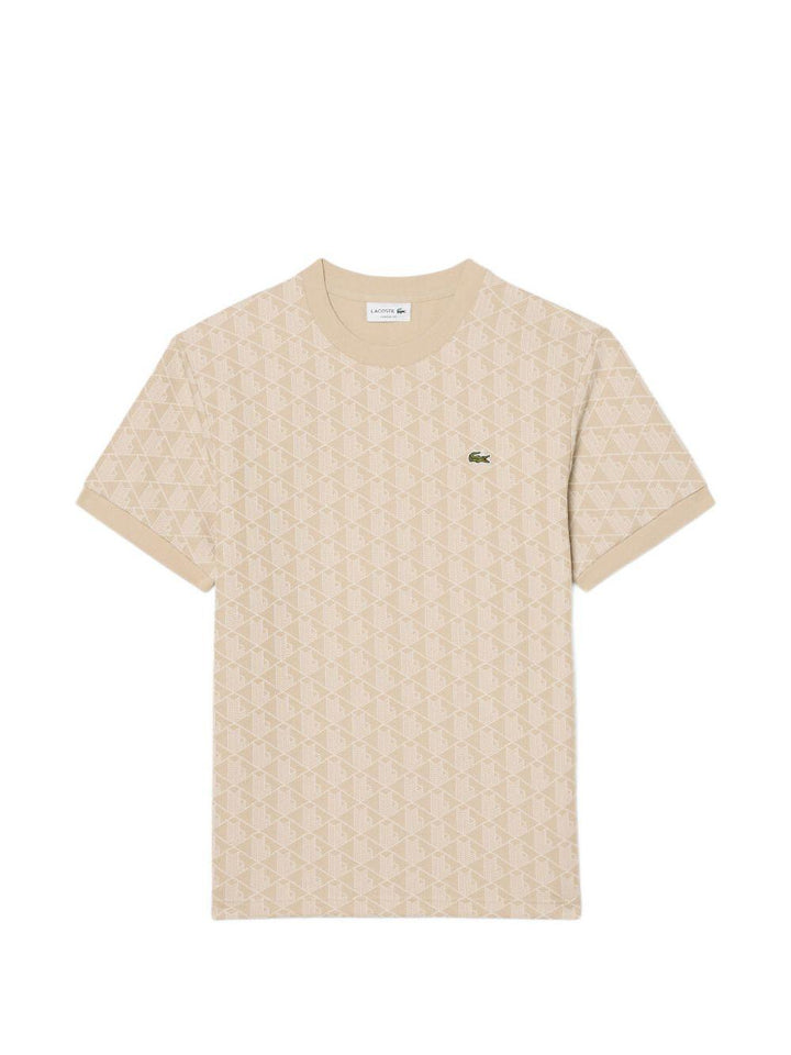T-shirt beige chiaro con stampa geometrica 
