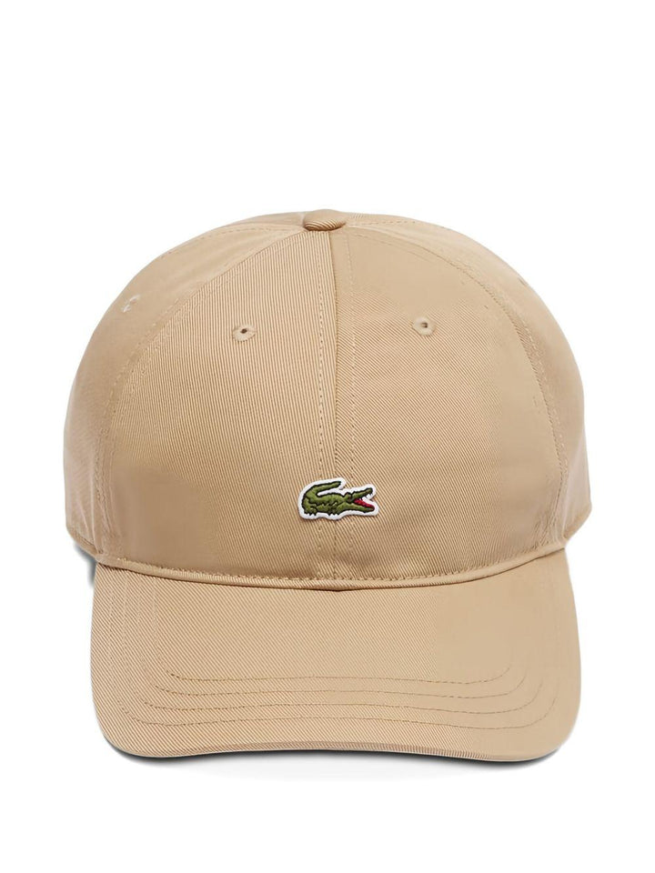 Cappello da baseball beige con applicazione logo 