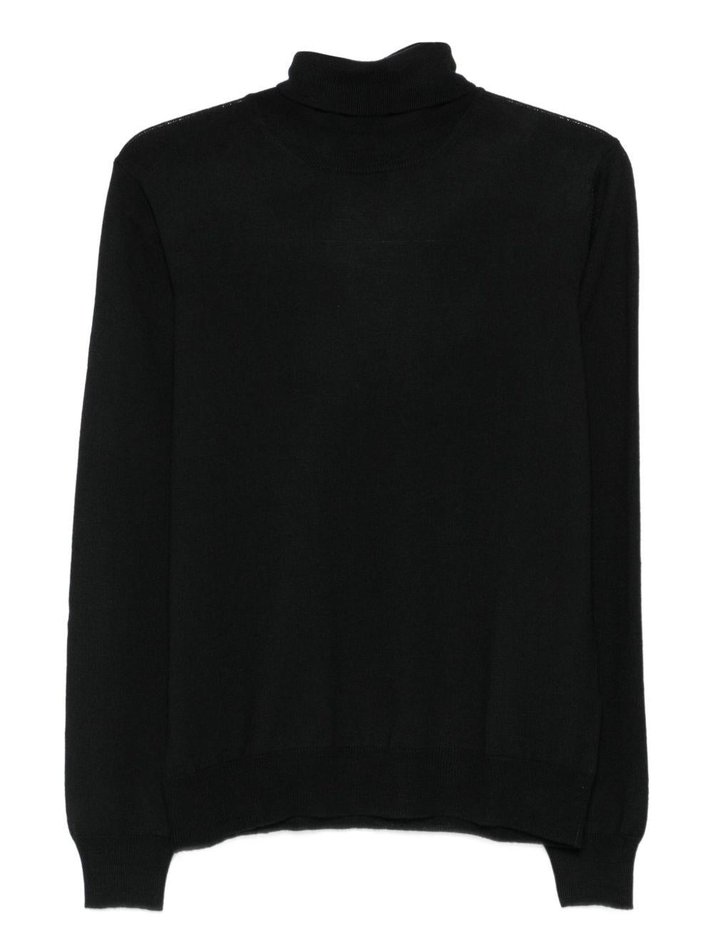 Maglione in lana a collo alto nero 