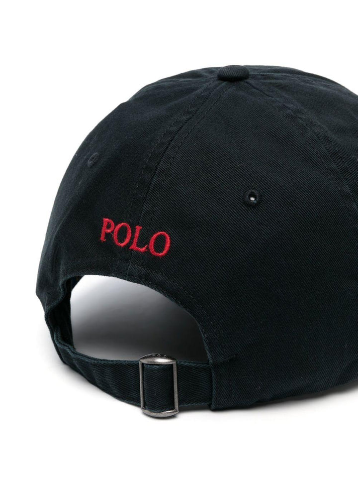 Cappello da baseball nero e rosso con ricamo logo 