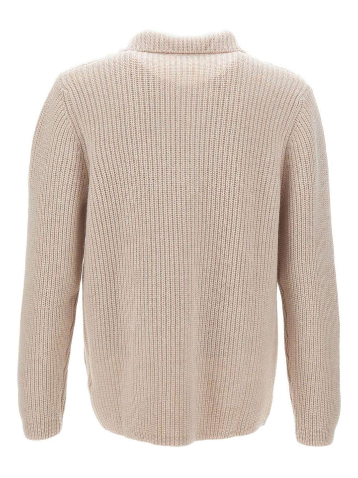 Cardigan beige con applicazione 