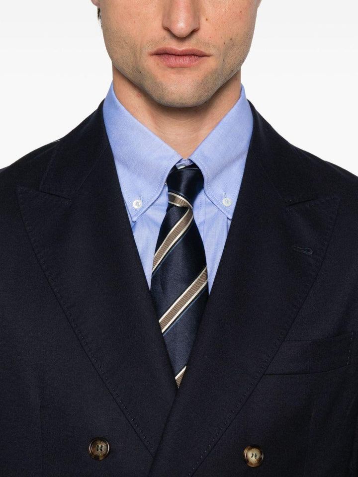 Blazer blu doppiopetto con bottoni color oro 