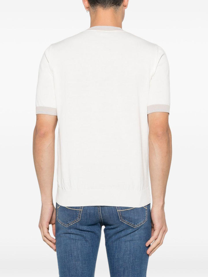 T-shirt girocollo bianco/sabbia 