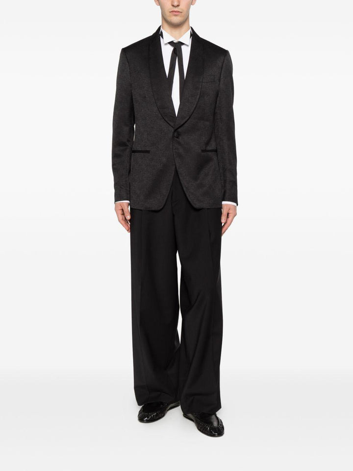Blazer monopetto nero con scollo a scialle 