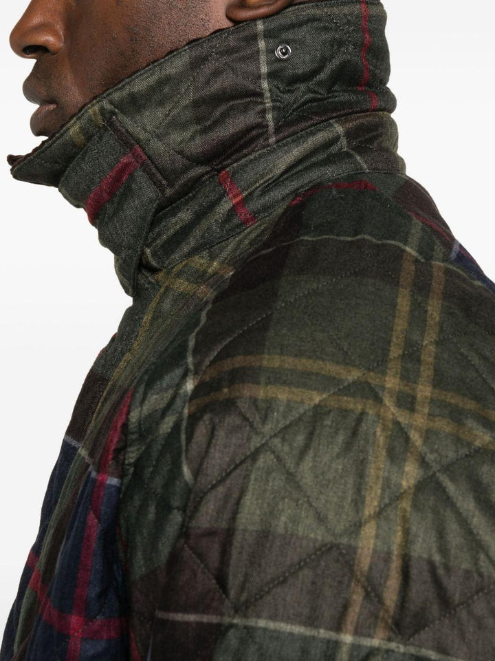 Giacca trapuntata verde scuro tartan 