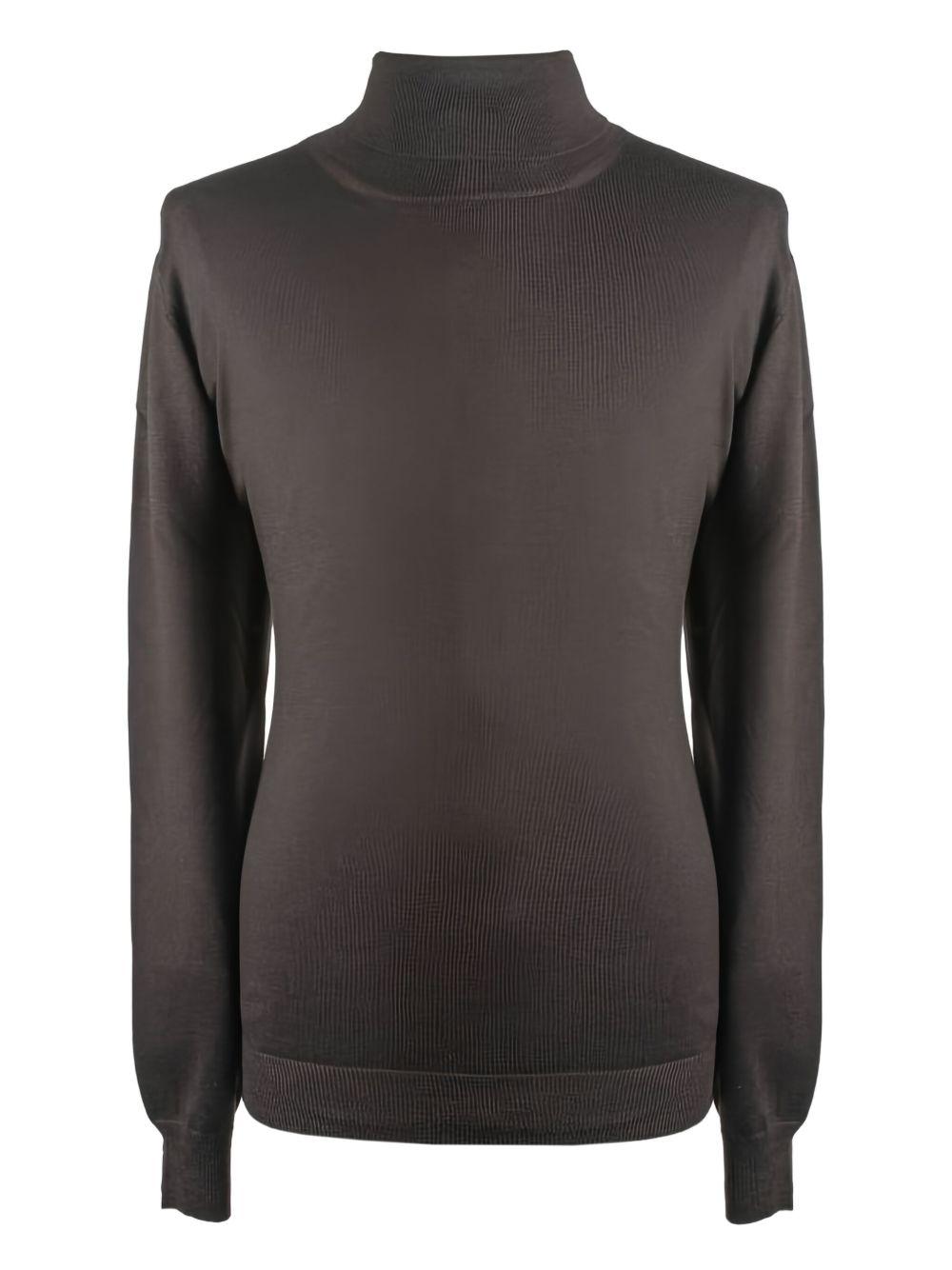 Maglione grigio a collo alto in lana vergine 