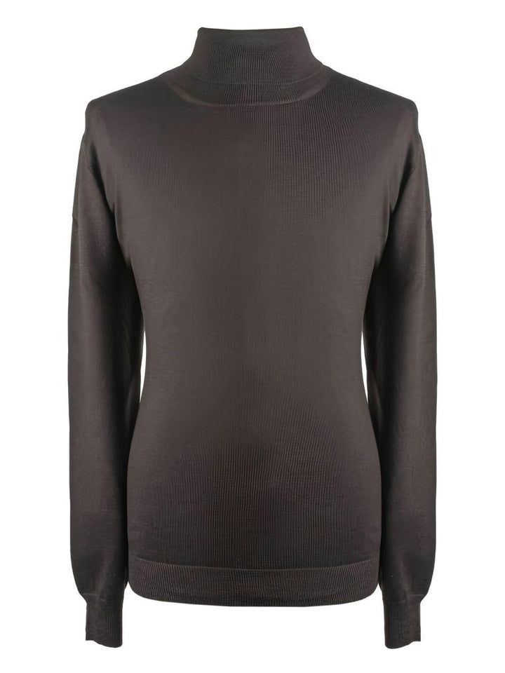 Maglione grigio a collo alto in lana vergine 