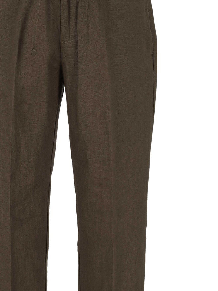 Pantaloni con coulisse in lino visone 