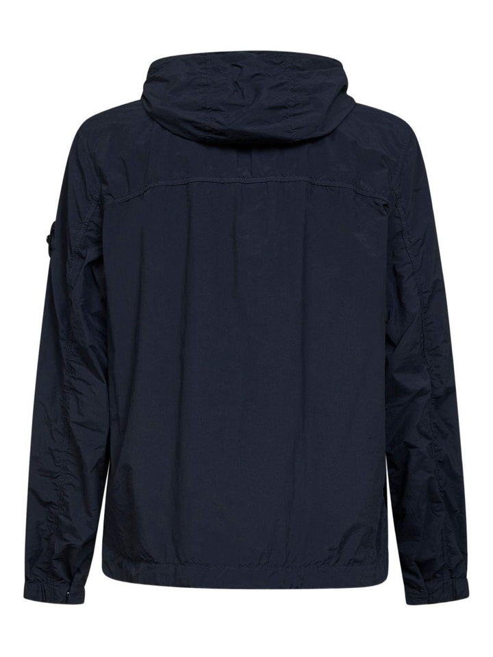 Giacca Nylon Smerigliato con cappuccio e tasche blu navy 