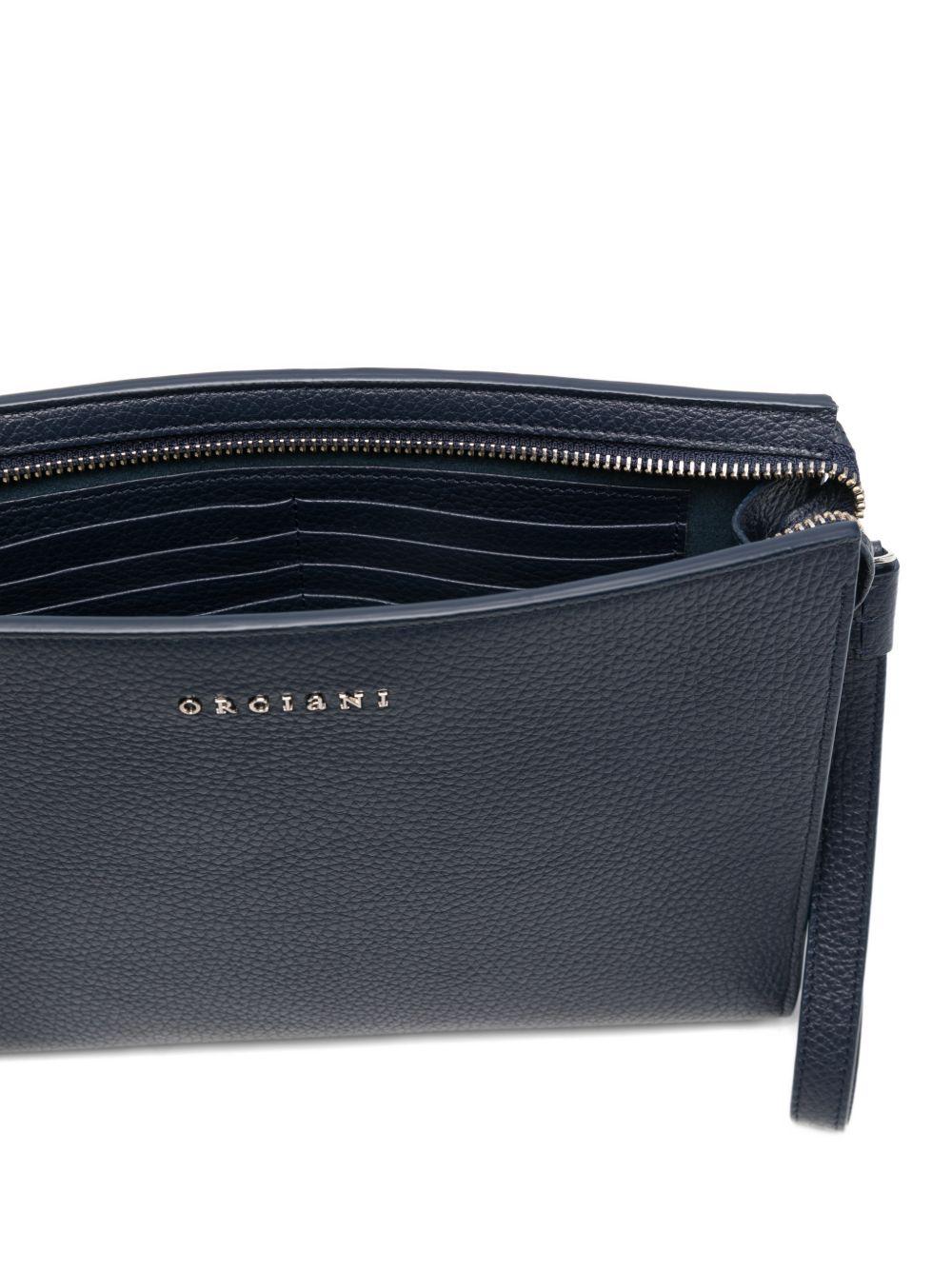Clutch blu navy  in pelle 
