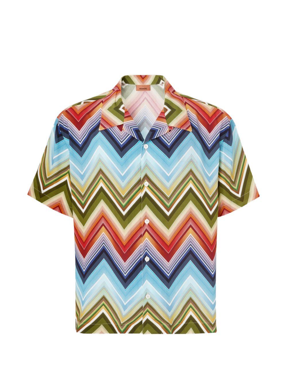 Camicia con stampa a zigzag multicolor 