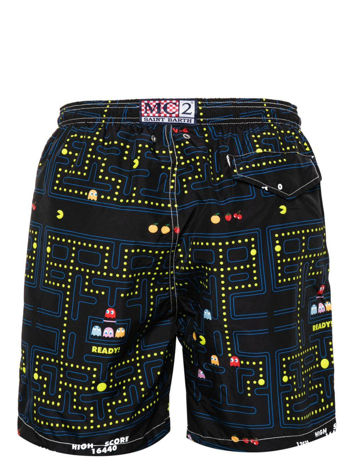 Costume da bagno nero con stampa all-over 