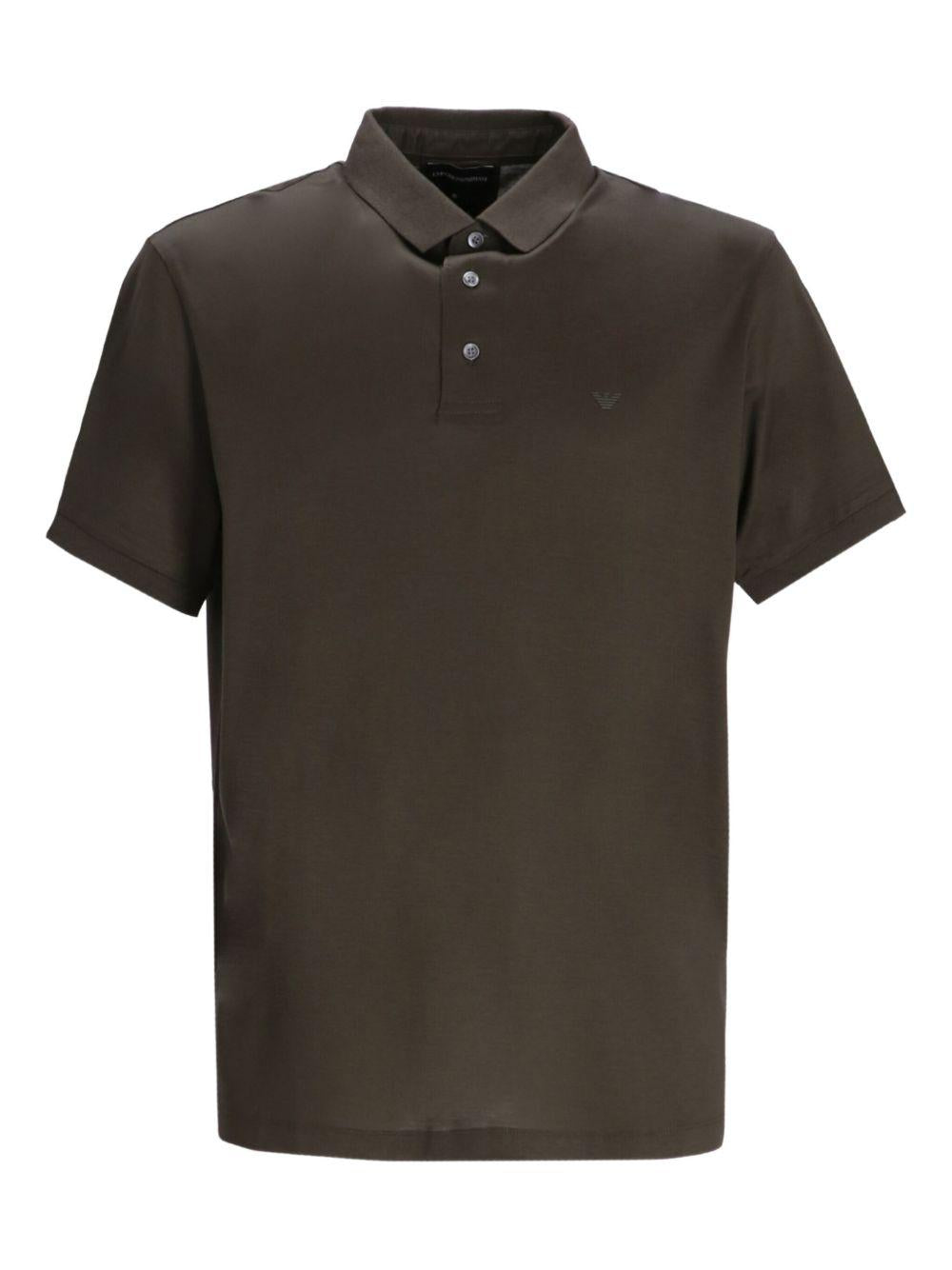 Polo marrone Lyocell con stampa 