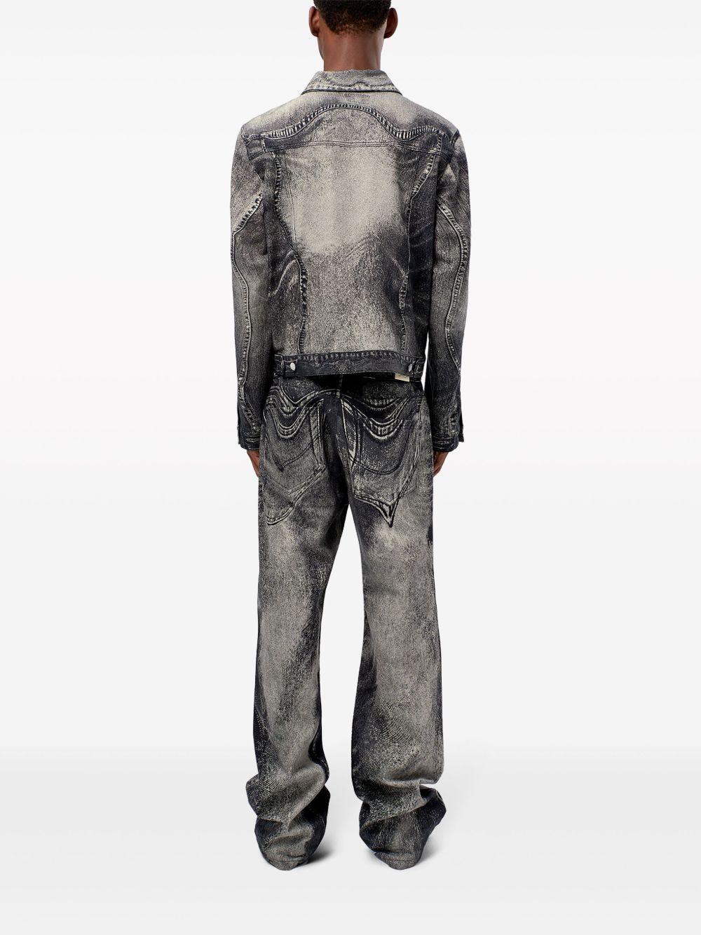 Giacca denim grigio scuro con stampa 