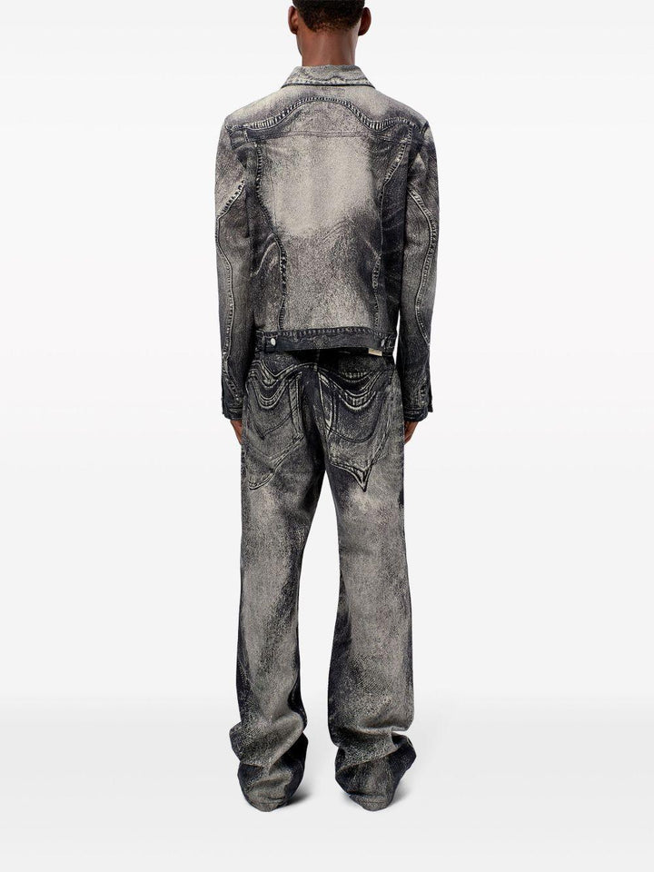 Giacca denim grigio scuro con stampa 