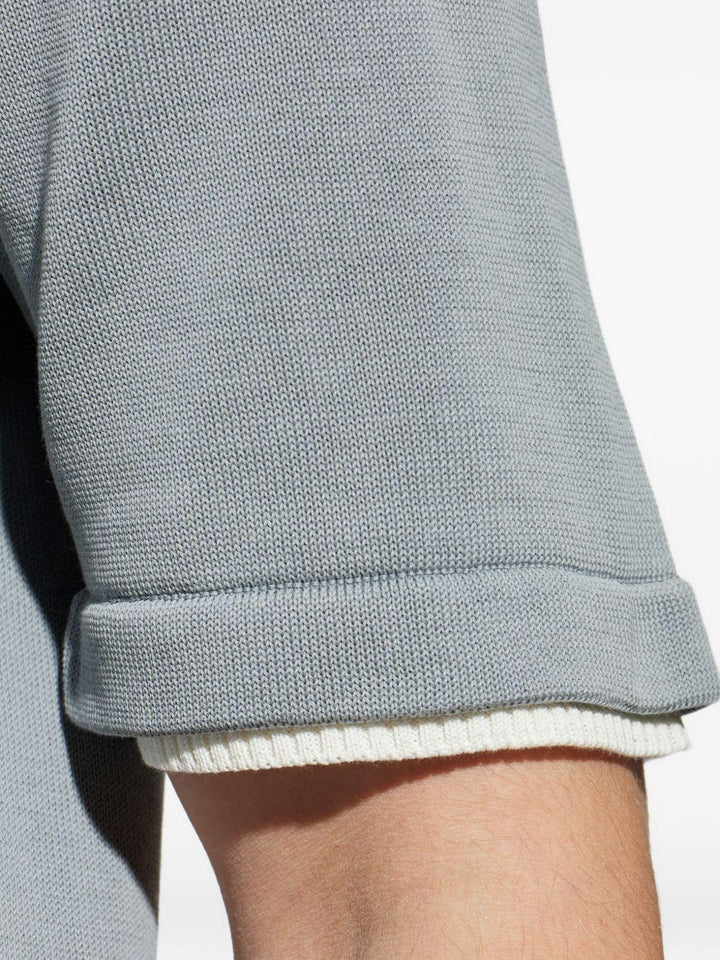 T-shirt denim e bianco girocollo 