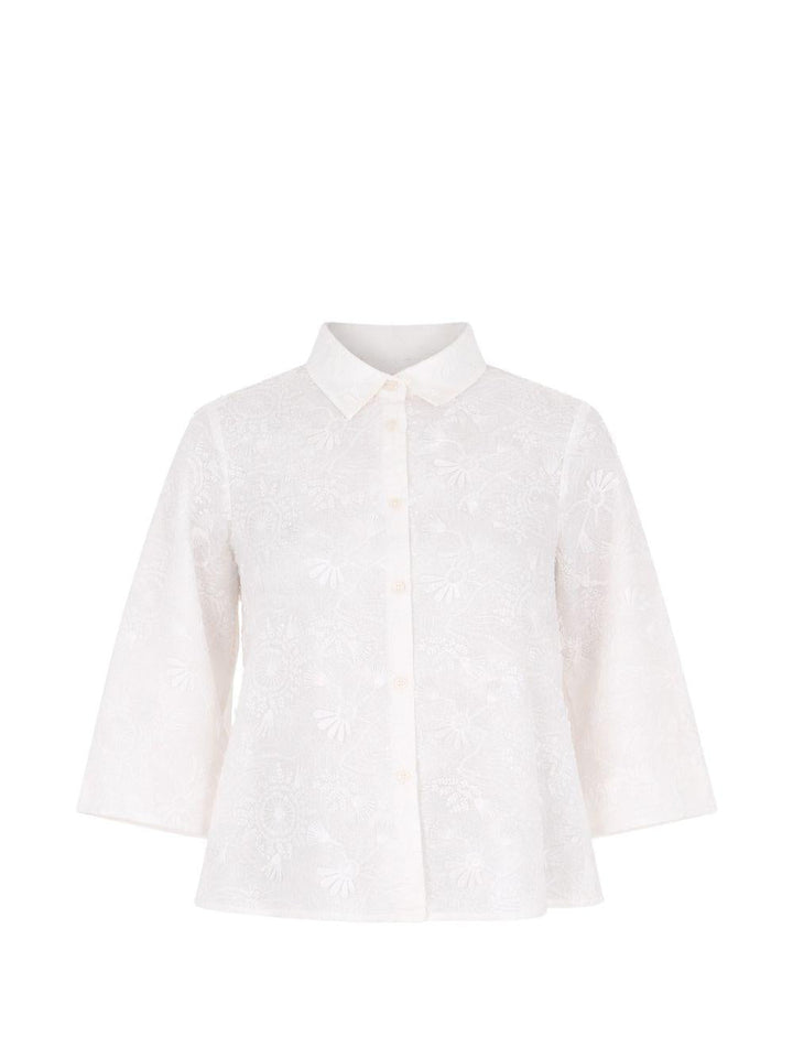 Camicia crop con applicazioni 