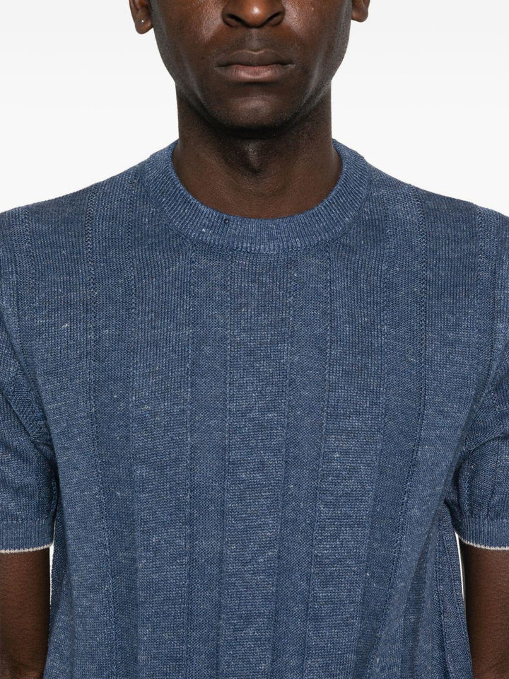 T-shirt a coste blu avio 