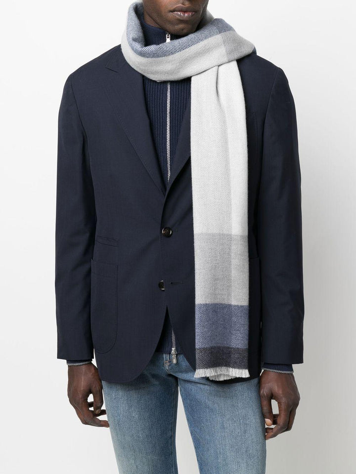 Sciarpa a quadri blu navy e bianco 