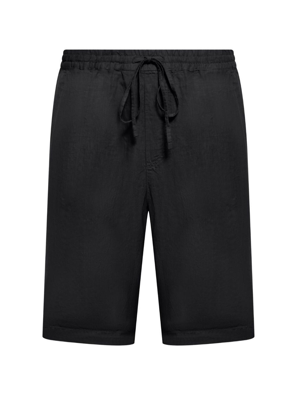 Shorts neri in lino con coulisse 