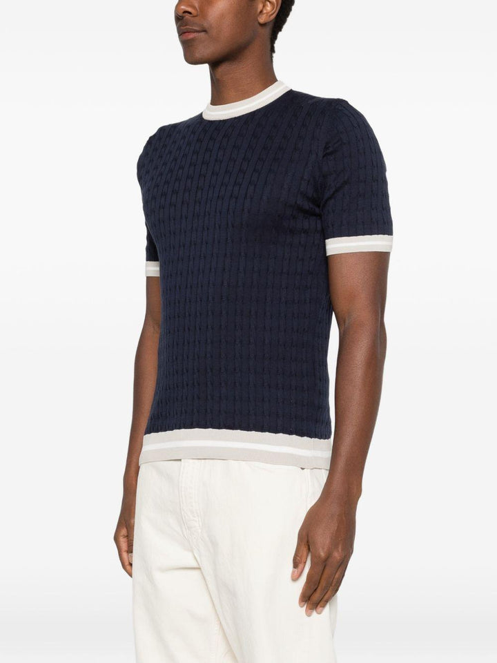 T-shirt in maglia blu/tortora 