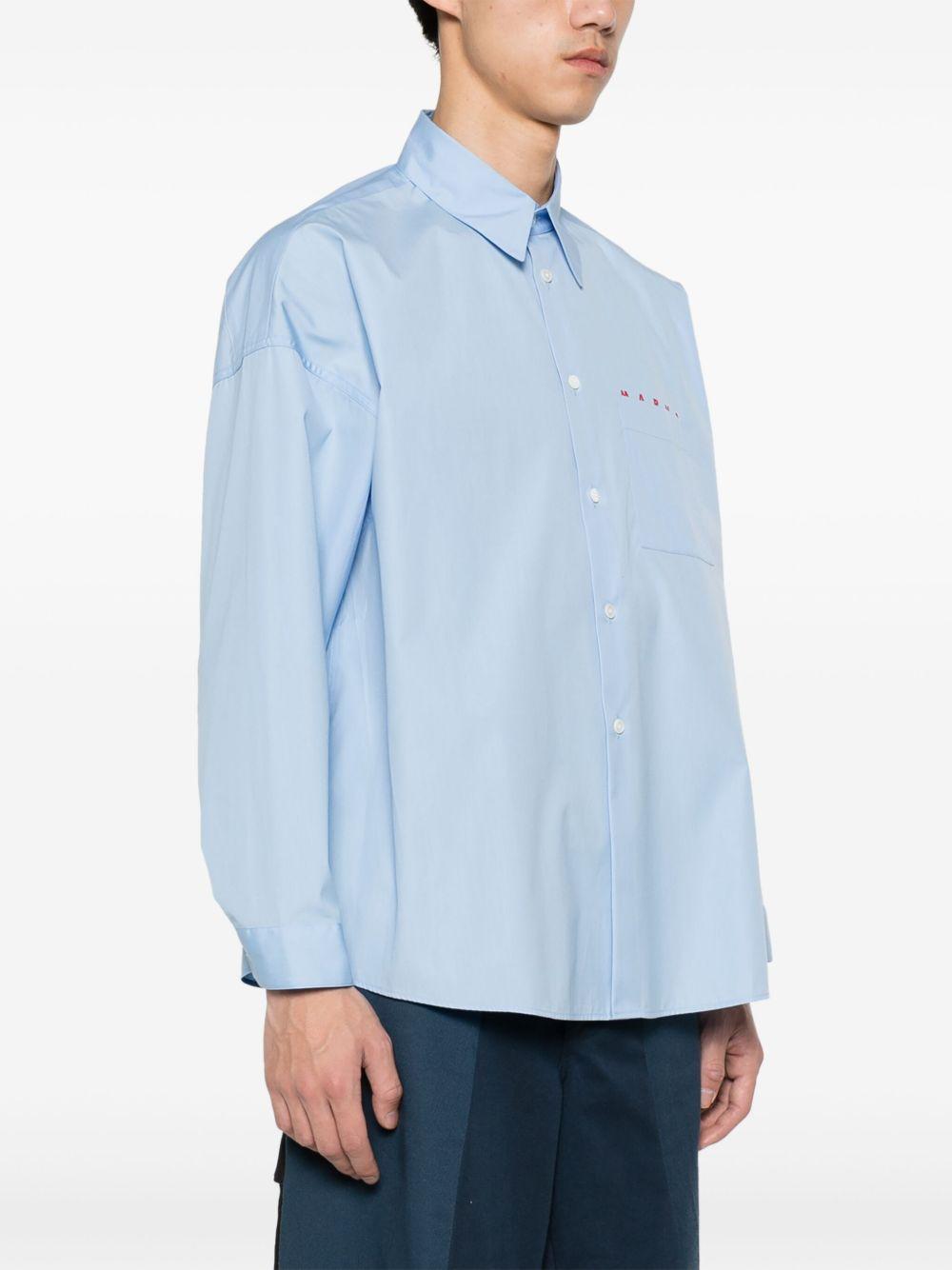 Camicia blu fiordaliso con stampa 