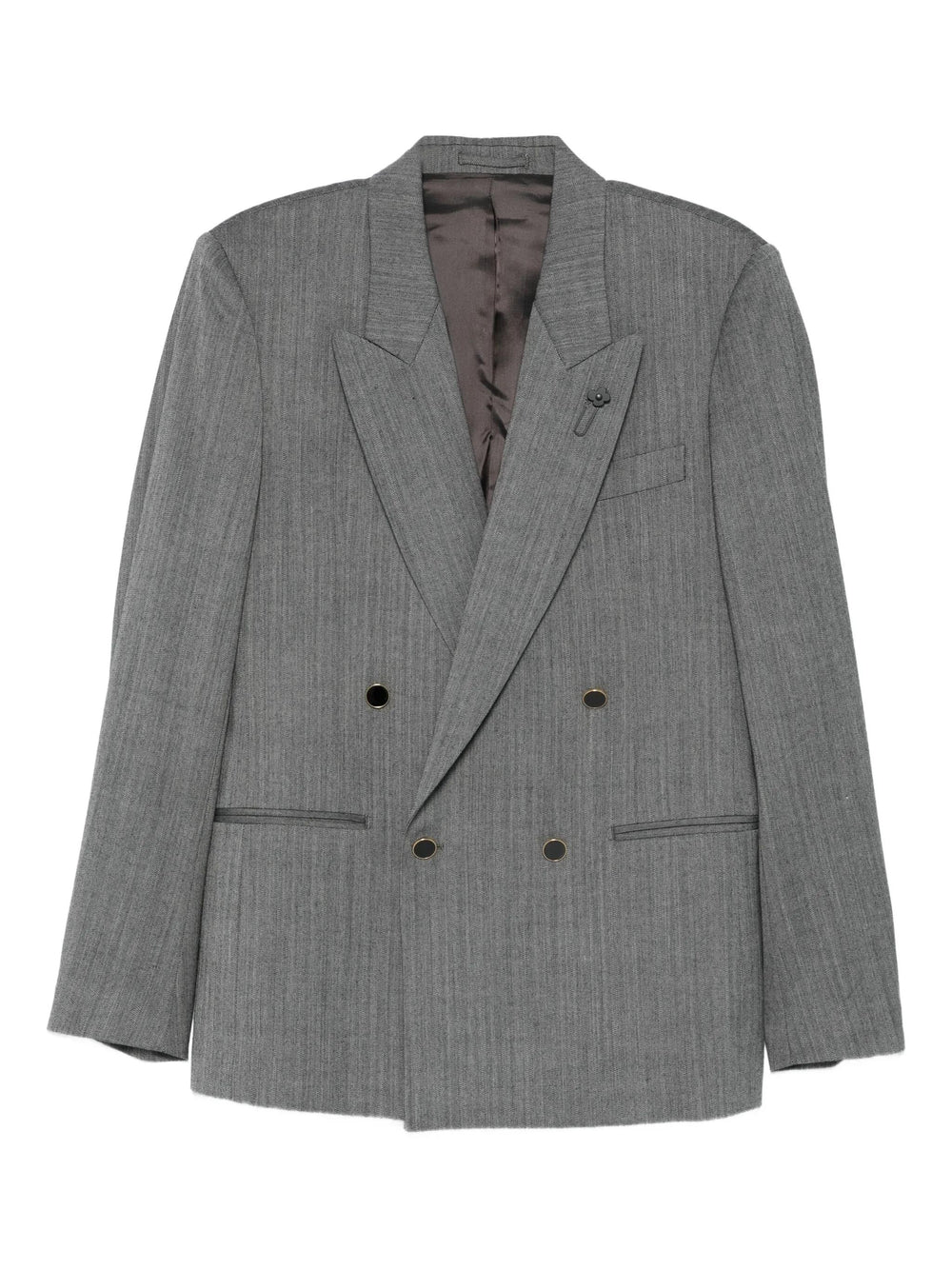 Blazer Grigio Spigato Doppiopetto con rever a lancia 