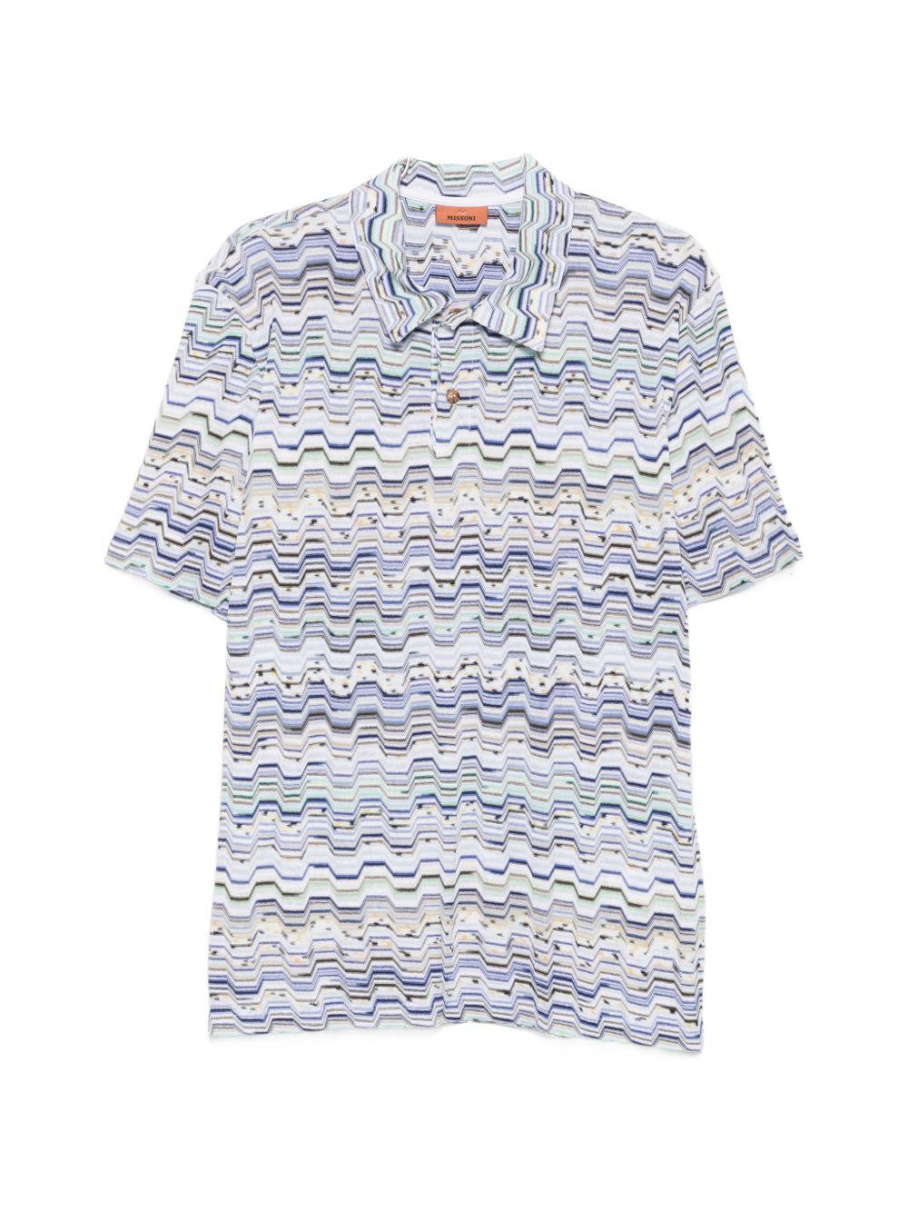 Polo light blu con motivo a zig zag 