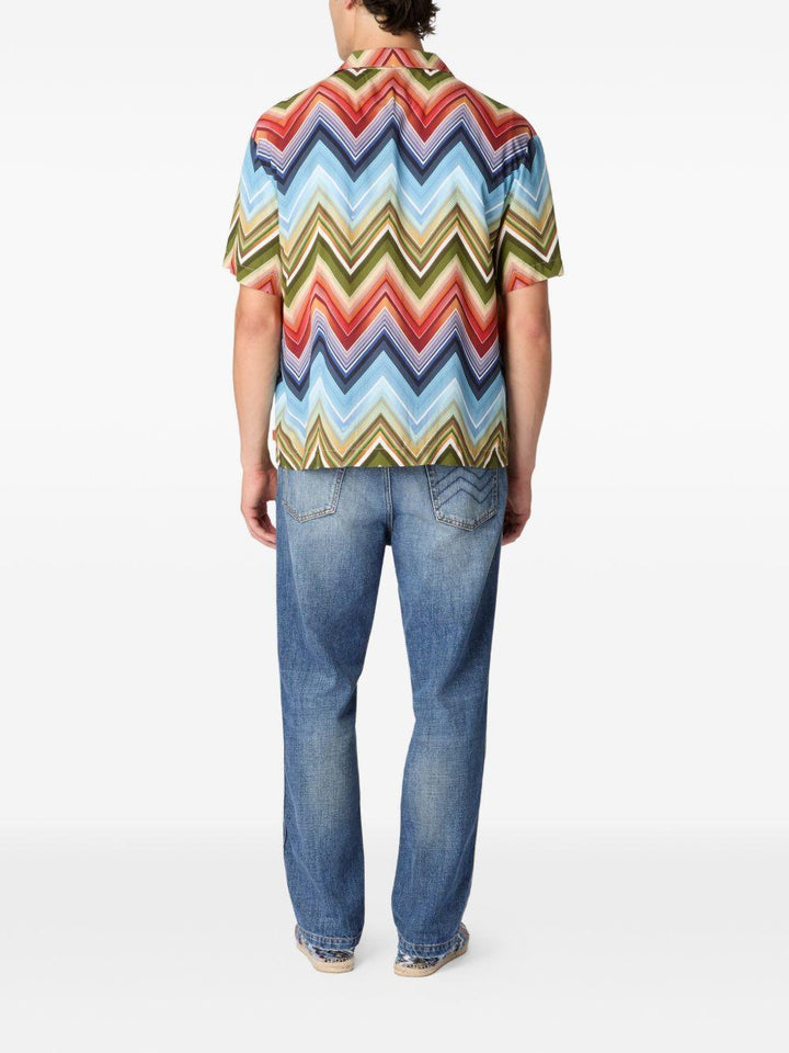 Camicia con stampa a zigzag multicolor 