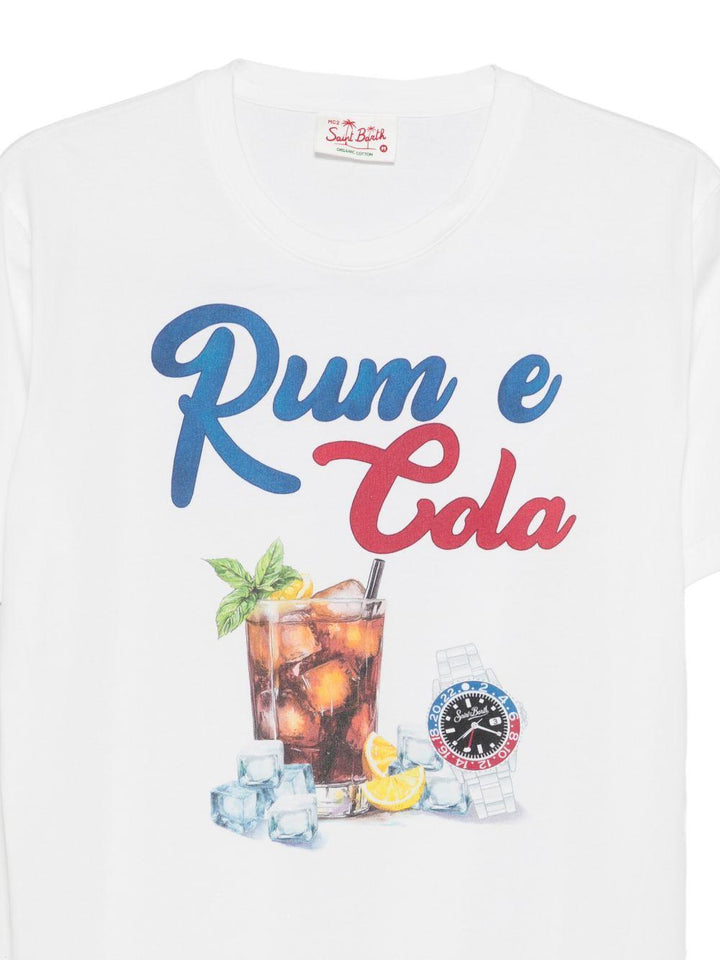 T-shirt bianca in cotone con stampa 