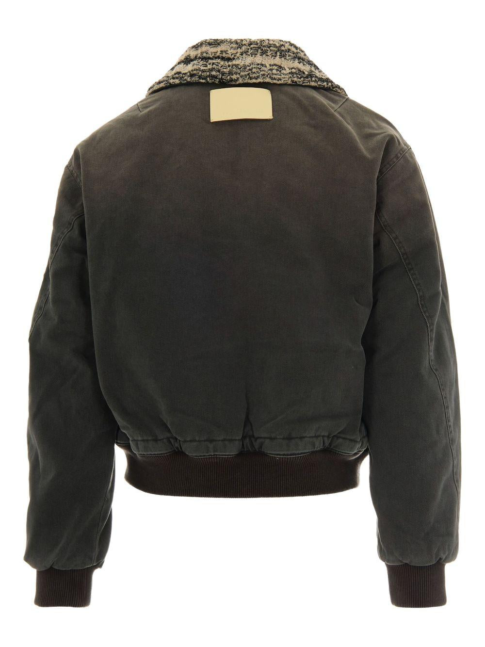 Bomber grigio scuro con colletto in tweed 