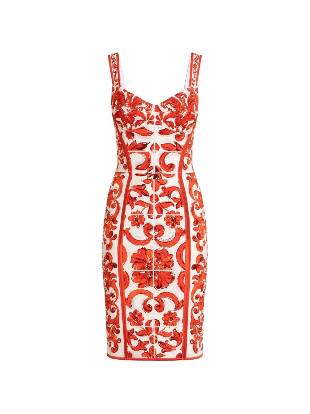 Abito bustier con stampa Maiolica 