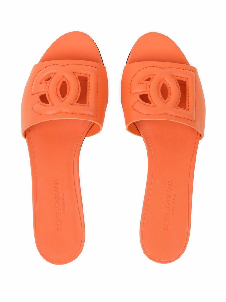 Sandali in pelle con logo DG 