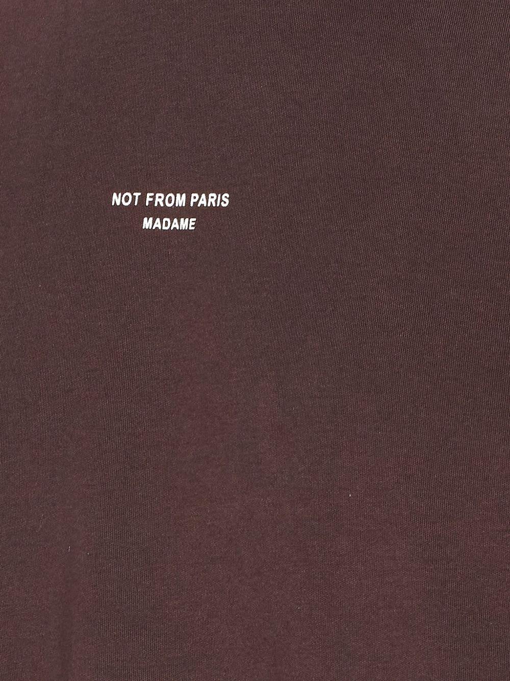 T-shirt marrone a girocollo con logo 