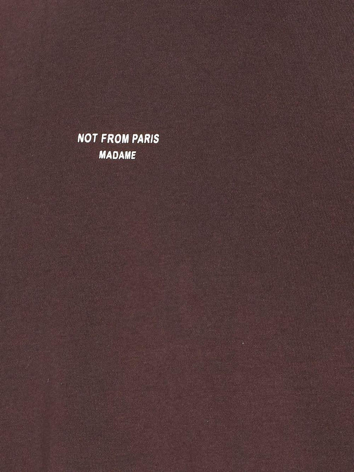 T-shirt marrone a girocollo con logo 