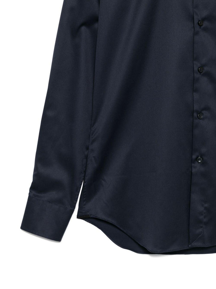 Camicia in cotone a maniche lunghe blu navy 