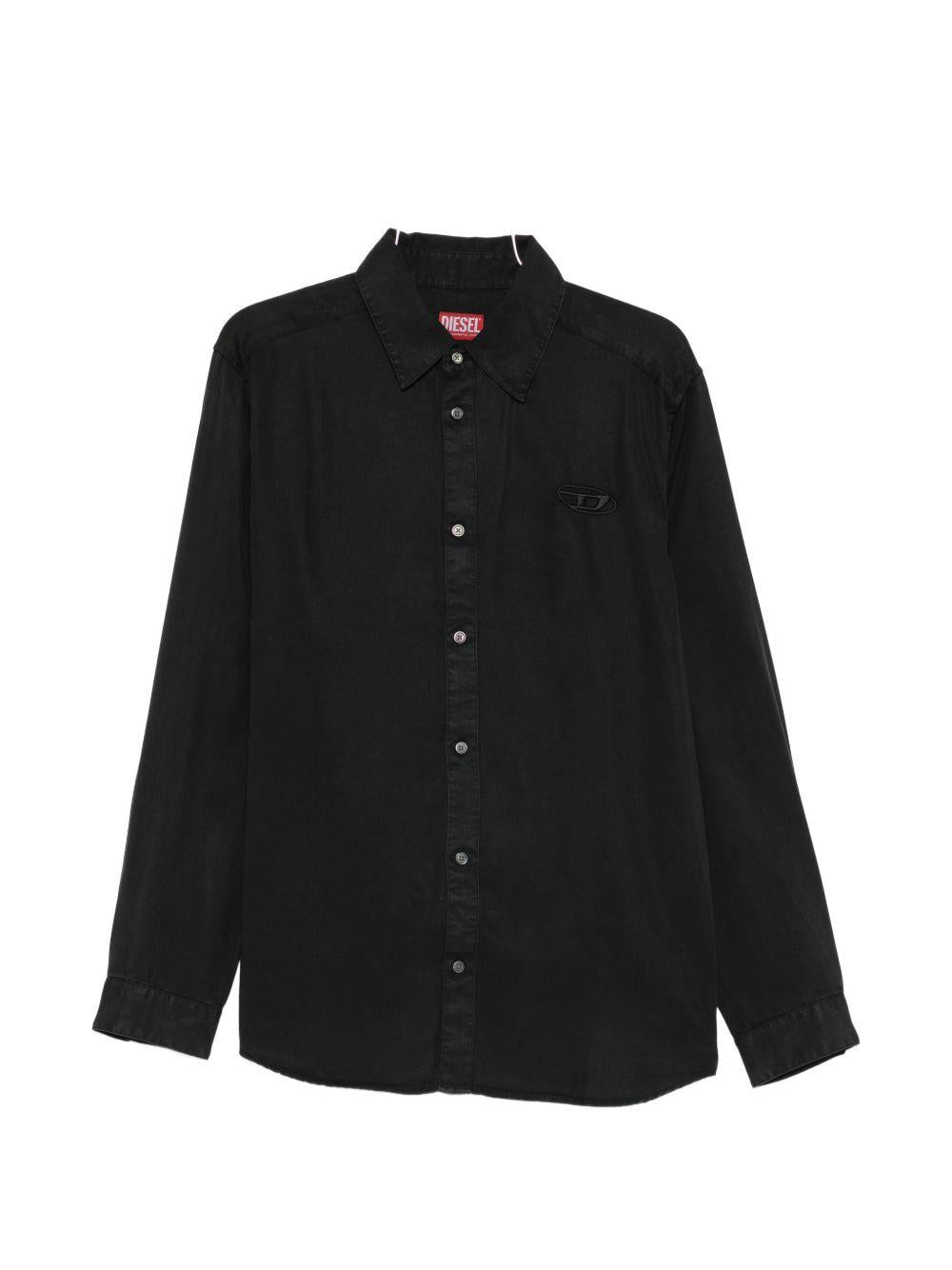 Camicia nera con dettaglio logo 