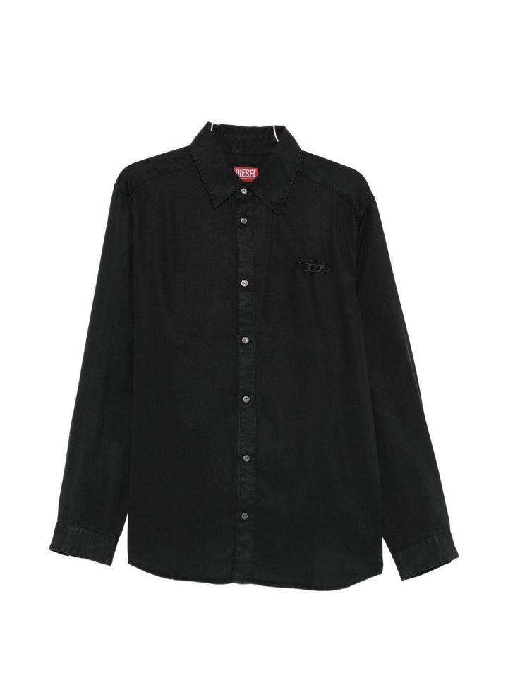 Camicia nera con dettaglio logo 