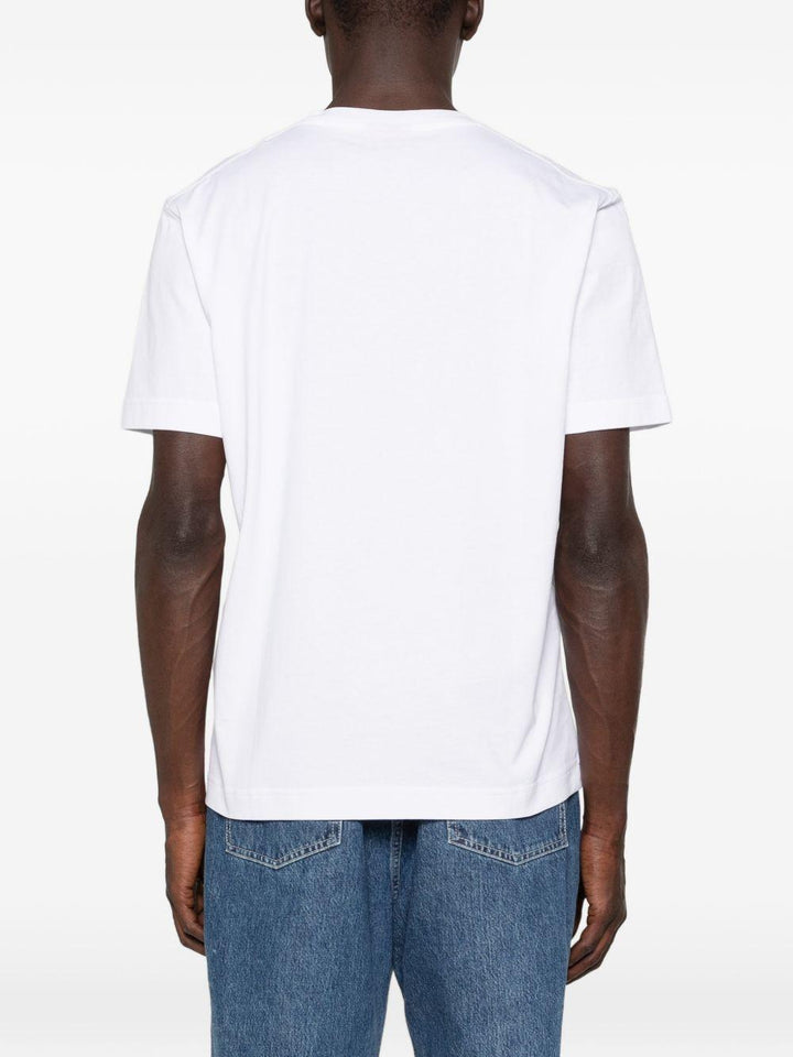 T-shirt con motivo zigzag bianca e blu 