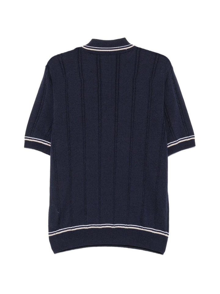 Polo lavorata a trecce blu e beige 