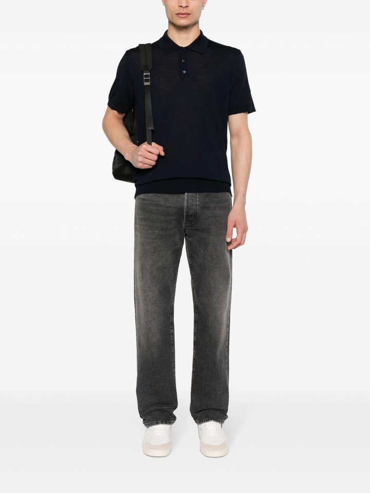 Polo blu in maglia 
