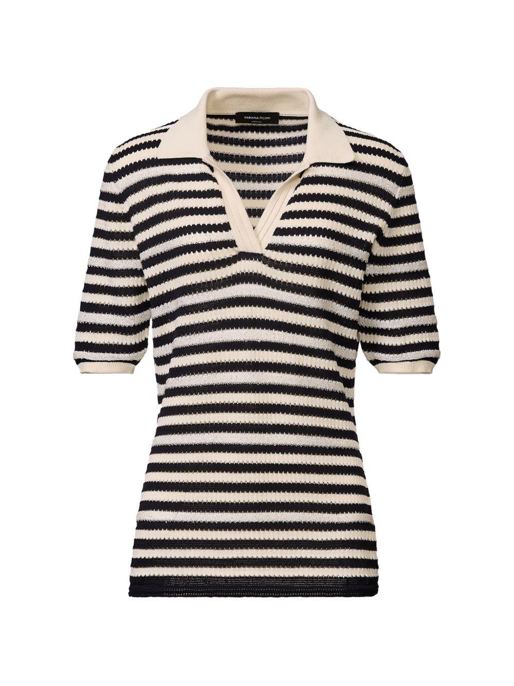 Top a righe con scollo a V 