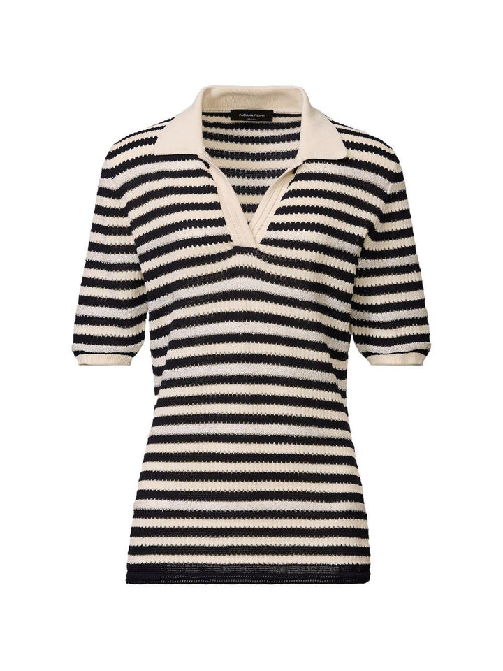 Top a righe con scollo a V 