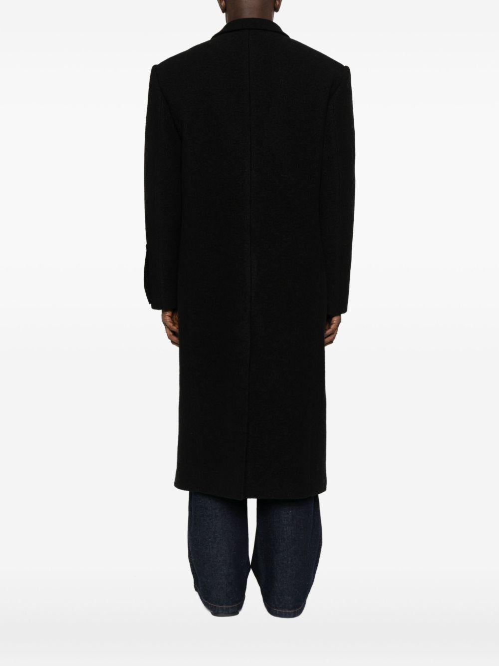 Cappotto nero doppiopetto in lana 