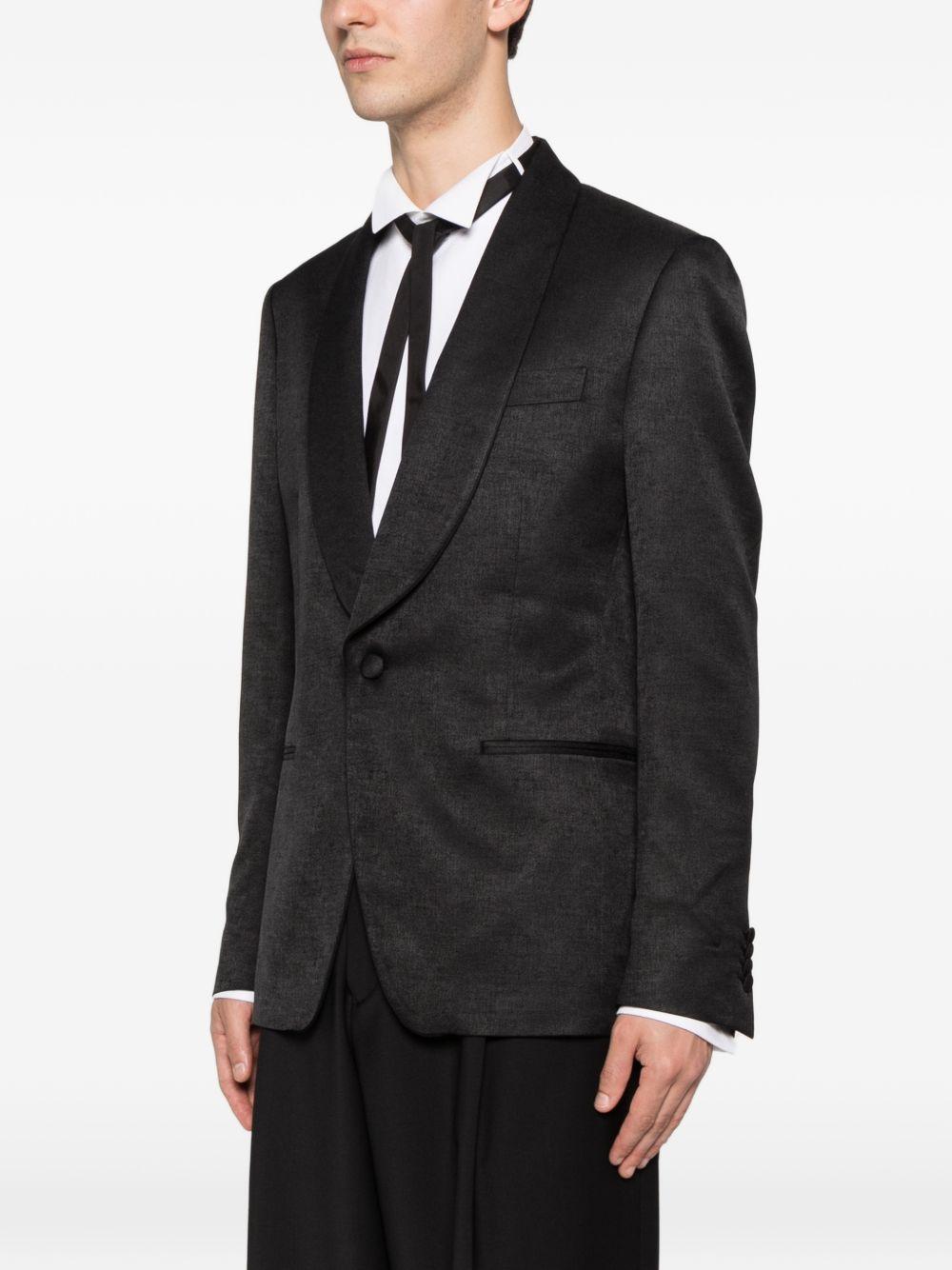 Blazer monopetto nero con scollo a scialle 