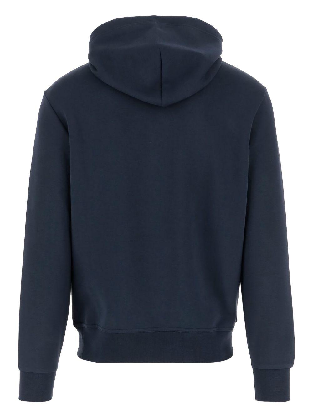 Felpa blu navy con cappuccio, coulisse e logo ricamato 