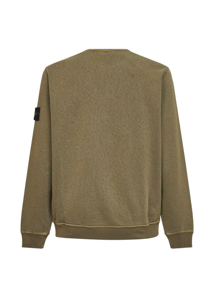 Felpa verde militare a coste con patch logo 
