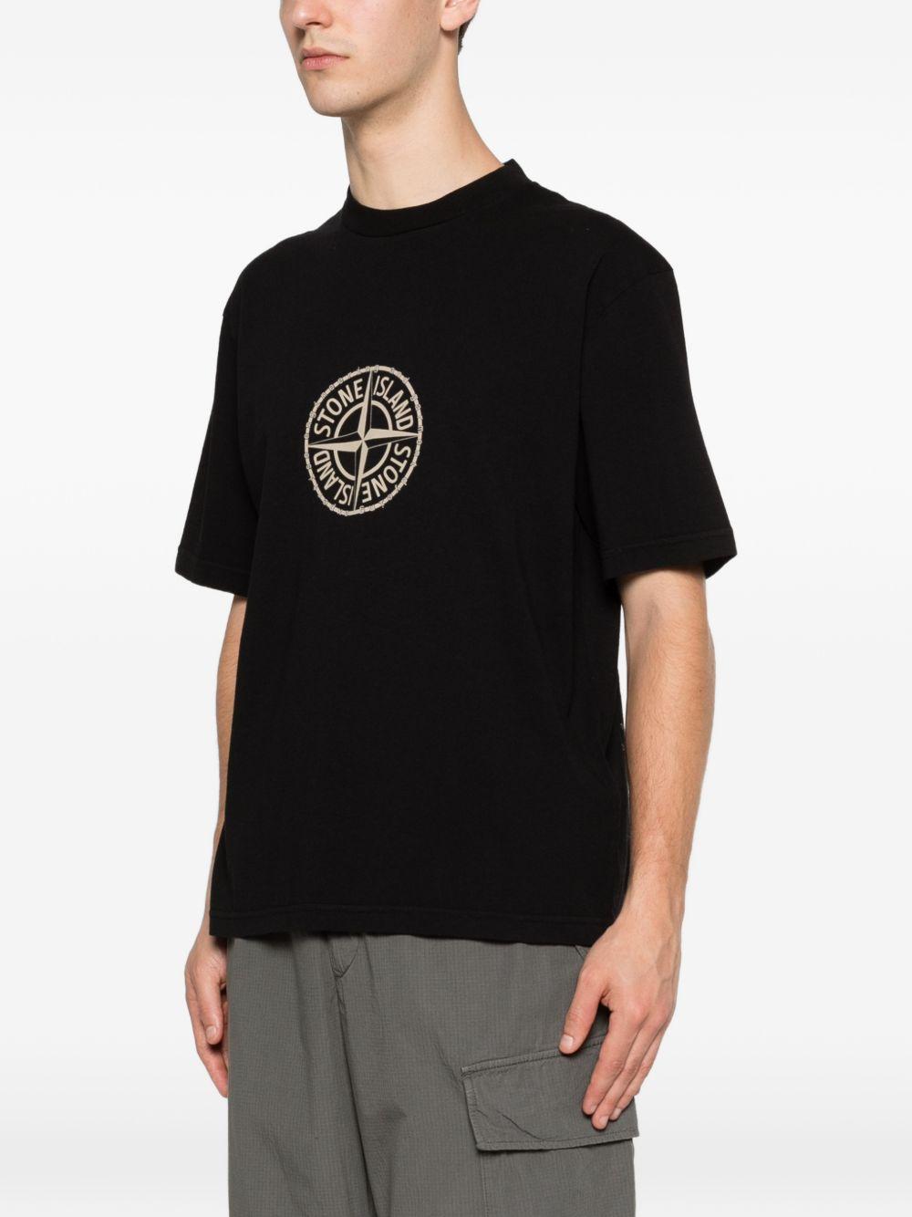 T-shirt nera con stampa logo 
